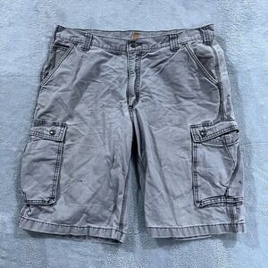 Vintage Carhartt Shorts Mens‎ 37x12 Cargo Gray Canvas Work Utility 101972 039